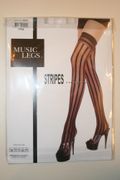 WHITE STRIPES THIGH HIGH NYLON STOCKINGS BY MUSIC LEGS 100 - 175 LBS....NEW