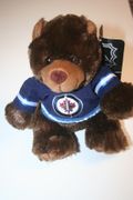 WINNIPEG JETS NHL HOCKEY 9 INCH DARK BROWN BEAR PLUSH TOY .. NEW