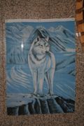 WOLF PICTURE BLUE 3 X 4 FEET FLAG BANNER TAPESTRY .. NEW