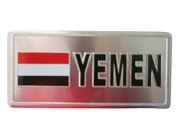 YEMEN COUNTRY FLAG SMALL SILVER METAL LICENSE PLATE STICKER DECAL EMBLEM .. NEW