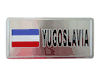 YUGOSLAVIA COUNTRY FLAG SMALL SILVER METAL LICENSE PLATE STICKER DECAL EMBLEM .. NEW