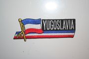 YUGOSLAVIA OLD COUNTRY FLAG WORD IRON ON PATCH CREST BADGE .. NEW