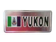 YUKON COUNTRY FLAG SILVER SMALL METALLIC LICENSE PLATE DECAL STICKER EMBLEM ...