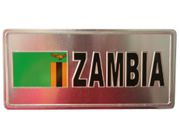 ZAMBIA COUNTRY FLAG SMALL SILVER METAL LICENSE PLATE STICKER DECAL EMBLEM ... NEW