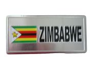 ZIMBABWE COUNTRY FLAG SMALL SILVER METAL LICENSE PLATE STICKER DECAL EMBLEM ..NEW