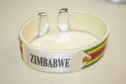 ZIMBABWE WHITE SUPER THICK COUNTRY FLAG FLEXIBLE BRACELET WRISTBAND .. NEW