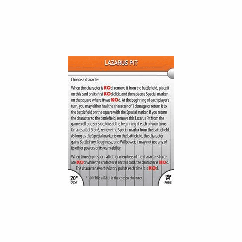 DC Hero Clix Legacy Lazarus Pit Feat Card