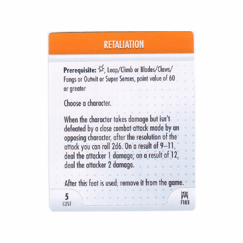 DC Heroclix Arkham Asylum Retaliation Feat Card