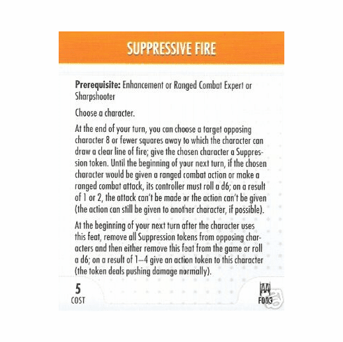 DC Heroclix Arkham Asylum Supressive Fire Feat Card