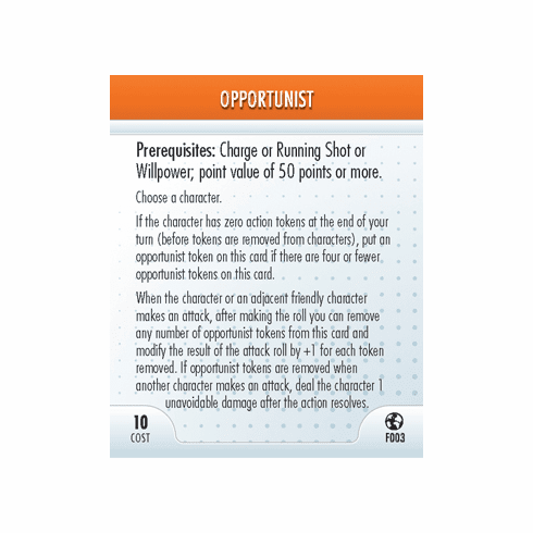 DC Heroclix Crisis Opportunist Feat Card