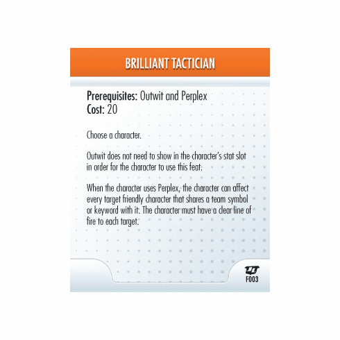 DC Heroclix Justice League Brilliant Tactician Feat Card