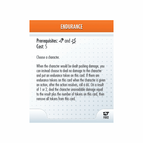 DC Heroclix Justice League Endurance Feat Card