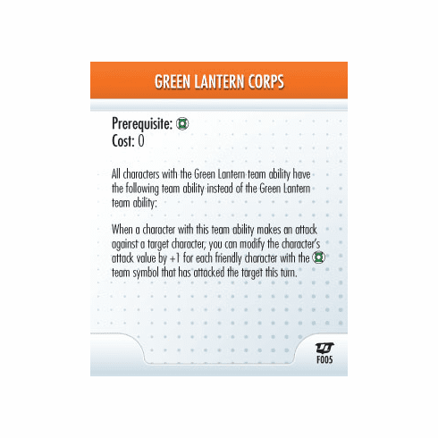 DC Heroclix Justice League Green Lantern Corps Feat Card