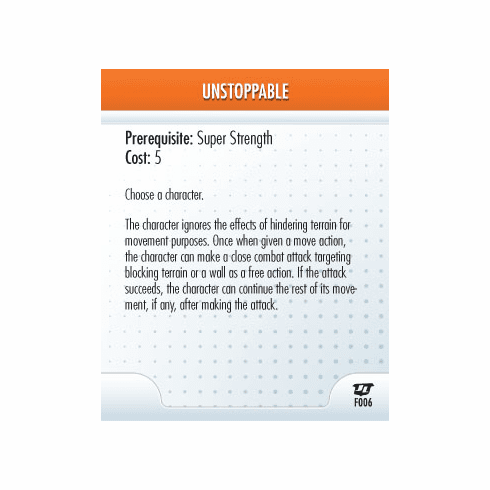 DC Heroclix Justice League Unstoppable Feat Card