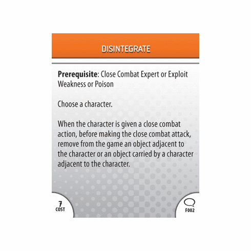 DC Heroclix Origin Disintigrate Feat Card