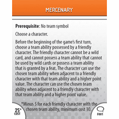 DC Heroclix Origin Mercenary Feat Card