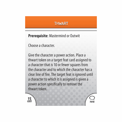 DC Heroclix Origin Thwart Feat Card