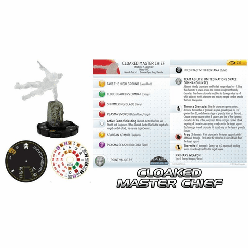 HALO Heroclix Super Rare figure #039 Cloaked Master Chief (Energy Sword)