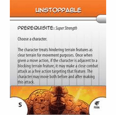 Marvel Hero Clix Fantastic Forces Unstoppable Feat Card