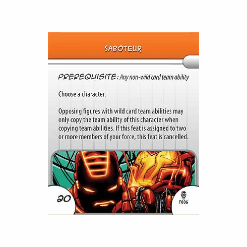 Marvel Heroclix Armor Wars Saboteur Feat Card