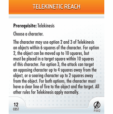 Marvel Heroclix Avengers Telekinetic Reach Feat Card