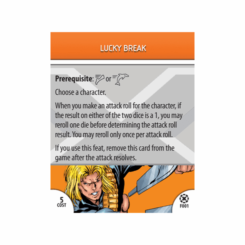 Marvel Heroclix Danger Room Lucky Break Feat Card