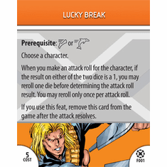 Marvel Heroclix Danger Room Lucky Break Feat Card