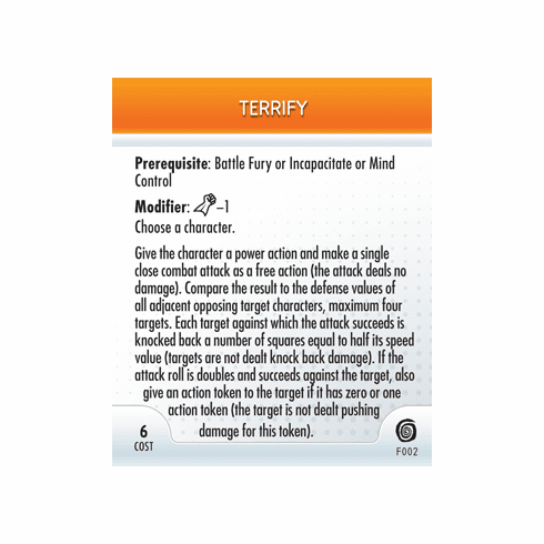 Marvel Heroclix Mutations and Monsters Terrify Feat Card