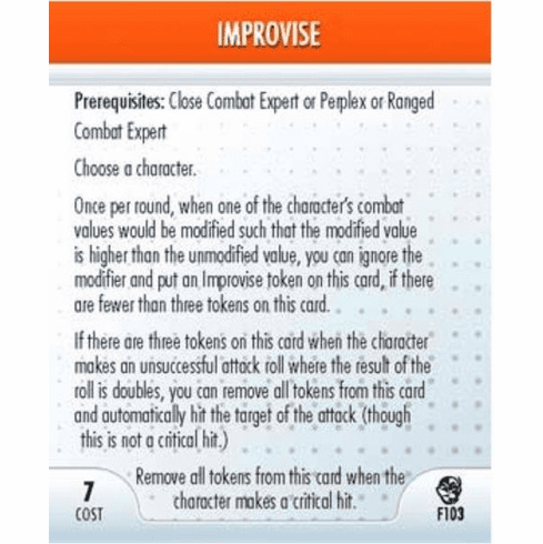 Marvel Heroclix Secret Invasion Improvise Feat Card