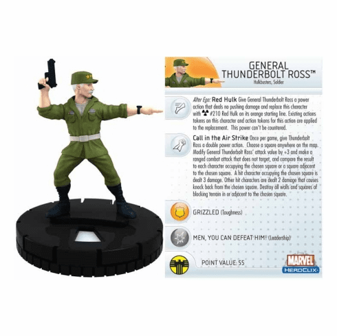 The Incredible HULK Heroclix figure #029 Rare General Thunderbolt Ross