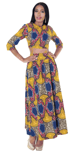 African Inspirations <br> (Vol. #2) <br> AW8657-186 <br> <br> Navy/Mustard <br> S M L XL 1x 2x<BR><BR>2 Pc. Skirt Set