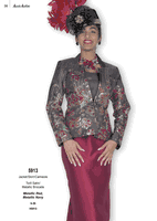 Aussie Austin <br> (Fall & Winter 2025) <br> AA5913-RE <br> <br> Metallic-Red <br> 8 10 12 14 16 18 20 22 24 26<br><br>Jacket/Skirt/Camisole <br> Twill Satin/Metallic Brocade