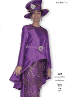 Aussie Austin <br> (Fall & Winter 2025) <br> AA5917 <br> <br> Purple  <br>   Black <br> 8 10 12 14 16 18 20 22 24 26<br><br>Long Jacket/Skirt <br> Twill Satin/Lace