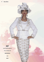 Aussie Austin <br> (Spring/Summer 2026) <br> AA6007 <br> <br> White/Gold <br> 8 10 12 14 16 18 20 22 24 26<br><br>Jacket/Skirt/Cami <br> Twill Satine/Lace