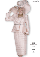 Aussie Austin <br> (Fall & Winter 2025) <br> AA6008 <br> <br> Peach <br> 8 10 12 14 16 18 20 22 24 26<br><br>Jacket/Skirt/Camisole <br> Twill Satin
