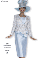 Aussie Austin <br> (Fall & Winter 2025) <br> AA6053 <br> <br> Light-Blue <br> 8 10 12 14 16 18 20 22 24 26<br><br>Jacket/Skirt/Camisole <br> Twill Satin/Brocade