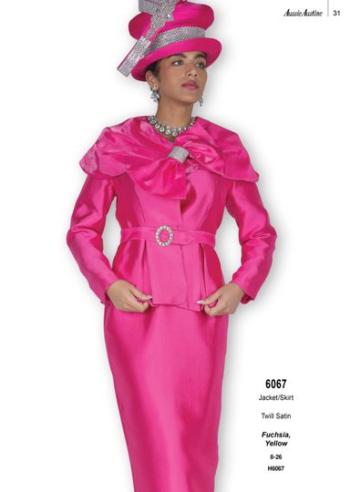 Aussie Austin <br> (Fall & Winter 2025) <br> AA6067-Fu <br> <br> Fuchsia <br> 8 10 12 14 16 18 20 22 24 26<br><br>Jacket/Skirt <br> Twill Satin