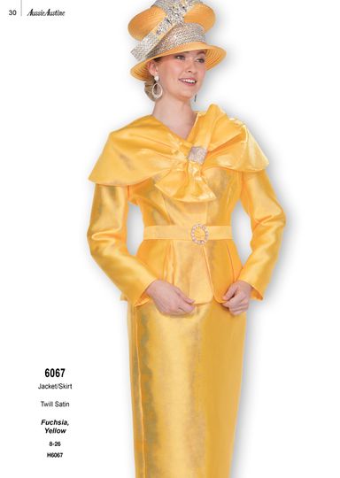 Aussie Austin <br> (Fall & Winter 2025) <br> AA6067-Ye <br> <br> Yellow <br> 8 10 12 14 16 18 20 22 24 26<br><br>Jacket/Skirt <br> Twill Satin