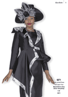 Aussie Austin <br> (Fall & Winter 2025) <br> AA6071-Bl <br> <br> Black/Silver-Grey <br> 8 10 12 14 16 18 20 22 24 26<br><br>Long Jacket/Dress <br> Twill Satin Print