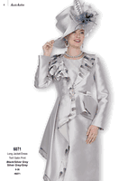 Aussie Austin <br> (Fall & Winter 2025) <br> AA6071-Si <br> <br> Silver-Grey/Grey <br> 8 10 12 14 16 18 20 22 24 26<br><br>Long Jacket/Dress <br> Twill Satin Print