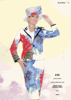 Aussie Austin <br> (Spring/Summer 2026) <br> AA6152 <br> <br> White-Print  <br>  Banana-Print <br> 8 10 12 14 16 18 20 22 24 26<br><br>Jacket/Skirt <br> Printed Crepe De Chin