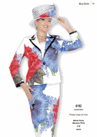 Aussie Austin <br> (Fall & Winter 2025) <br> AA6152 <br> <br> Whte/Print  <br>   Banana/Print <br> 8 10 12 14 16 18 20 22 24 26<br><br>Jacket/Skirt <br> Printed Crepe De Chin