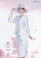 Aussie Austin <br> (Spring/Summer 2026) <br> AA6003 <br> <br> Light-Blue <br> 8 10 12 14 16 18 20 22 24 26<br><br>Long Jacket/Skirt <br> Twill Satine
