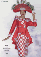 Aussie Austin <br> (Spring/Summer 2026) <br> AA6159 <br> <br> Red/White <br> 12 14 16 18 20 22 24 26<br><br>Long Jacket/Skirt <br> Printed Twill Satine