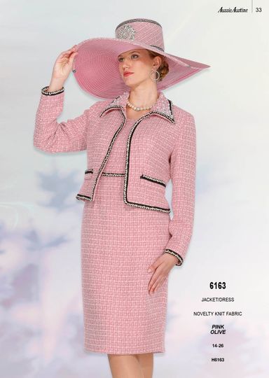 Aussie Austin <br> (Spring/Summer 2026) <br> AA6163 <br> <br> Pink  <br>  Olive <br> 14 16 18 20 22 24 26<br><br>Jacket/Dress <br> Novelty Knit Fabric
