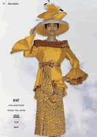 Aussie Austin <br> (Spring/Summer 2026) <br> AA6167 <br> <br> Gold  <br>  Green <br> 10 12 14 16 18 20 22 24 26<br><br>Long Jacket/Skirt <br> Printed Twill Satine