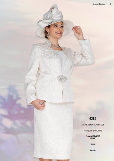 Aussie Austin <br> (Spring/Summer 2026) <br> AA6254 <br> <br> Champagne  <br>  Pink <br> 8 10 12 14 16 18 20 22 24 26<br><br>Jacket/Skirt/Cami <br> Novelty Brocade