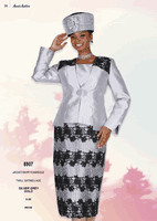 Aussie Austin <br> (Spring/Summer 2026) <br> AA5907 <br> <br> Silver-Gray  <br>   Gold <br> 8 10 12 14 16 18 20 22 24 26<br><br>Jacket/Skirt/Cami <br> Twill Satine/Lace