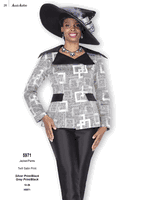Aussie Austin <br> (Fall & Winter 2025) <br> AA5971 <br> <br> Silver-Print/Black <br> 8 10 12 14 16 18 20 22 24 26<br><br>Jacket/Pants <br> Twill Satin Print