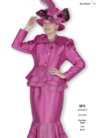 Aussie Austin <br> (Fall & Winter 2025) <br> AA5973 <br> <br> Fuchsia  <br>   Gold <br> 8 10 12 14 16 18 20 22 24 26<br><br>Jacket/Skirt <br> Twill Satin